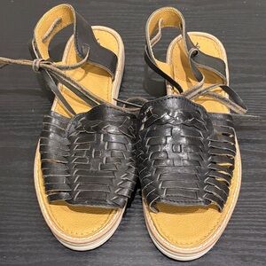 Black Leather Women's Sandals